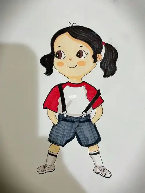 马克笔手绘可爱小女孩二