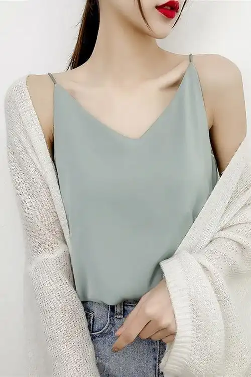 吊带背心女雪纺春夏新款显瘦内搭外穿小清新宽松打底上衣ins潮