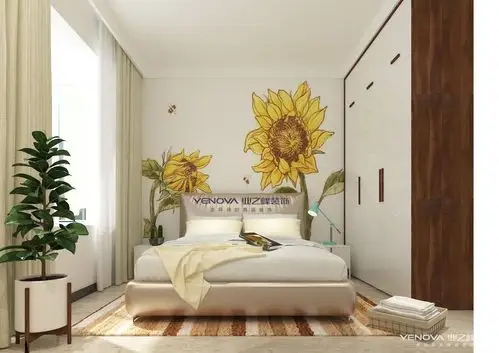 两室一厅简约风格卧室墙绘