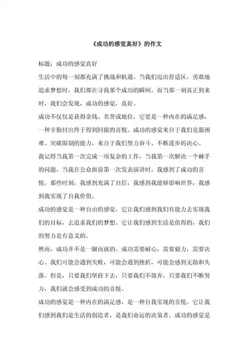 《成功的感觉真好》的作文