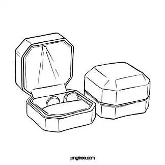 375黑色手绘正方形盒子里的对戒37331矢量手绘卡通戒指盒子3342216