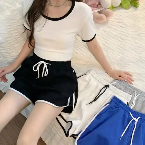 韩版运动短裤女舒适松紧腰显瘦休闲裤学生热裤潮