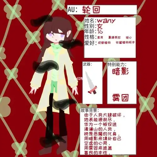 暗影   雾团性格:易怒   细心   直率角色位置:chara位武器:割草刀最