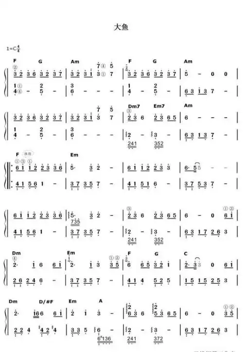 《大鱼》简谱钢琴-明明简谱网