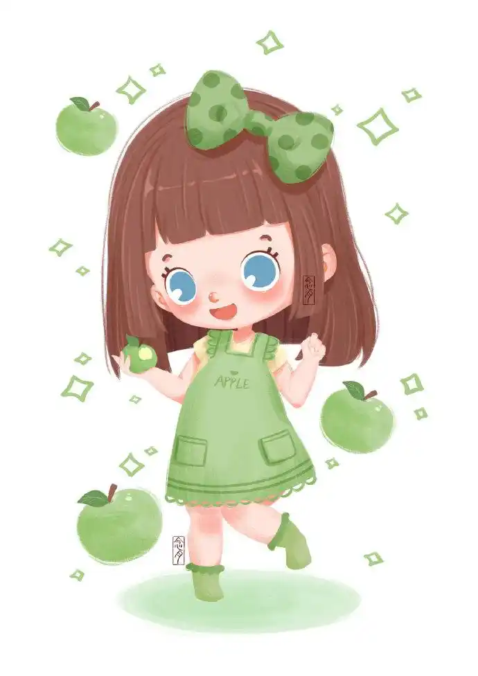 一组水果女孩系列插画