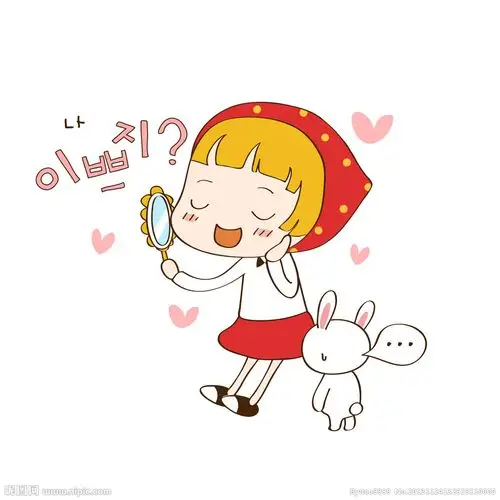 照镜子的女孩图片