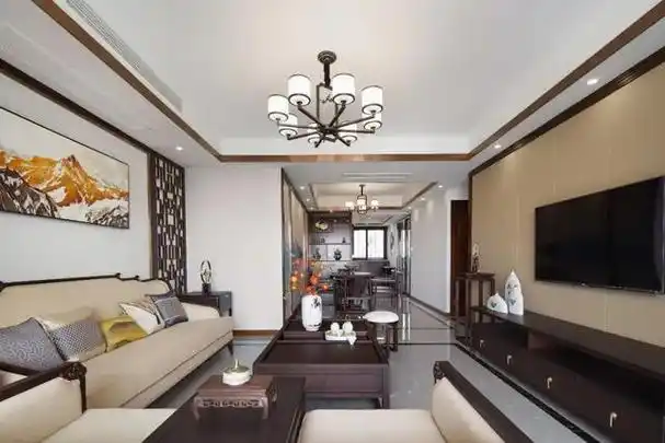 小户型简洁新中式客厅,独爱新中式客厅(17)