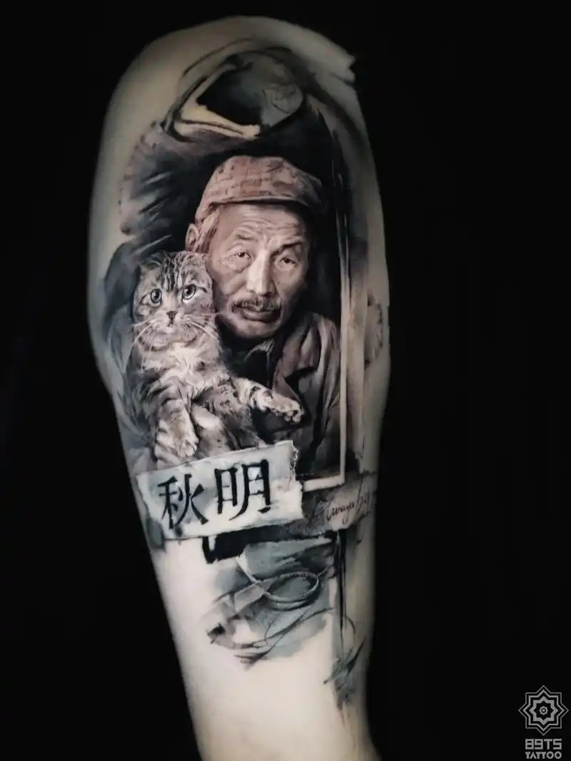 最爱的爷爷.永远在身边78原创写实纹身