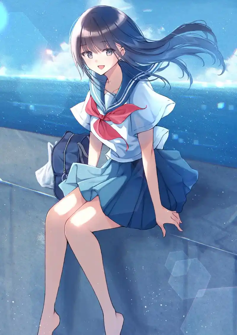 那年的海风吹着沙滩上的你我#二次元美图# #百家新收益#