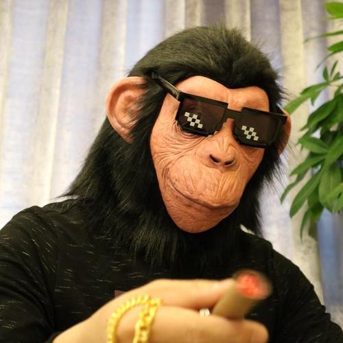 可爱猩猩头套面具男女搞怪眼镜猴子动物面具搞笑儿童演出卡通道具