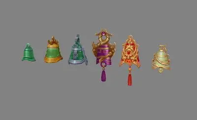 一组铃铛 铜铃 翡翠玉石 紫金铃 法宝法器