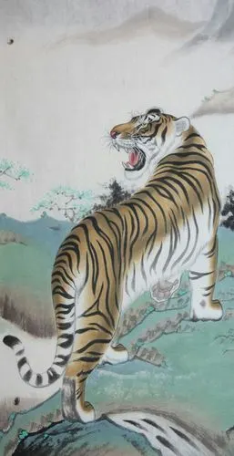 20米长卷(中国画工笔百虎图)