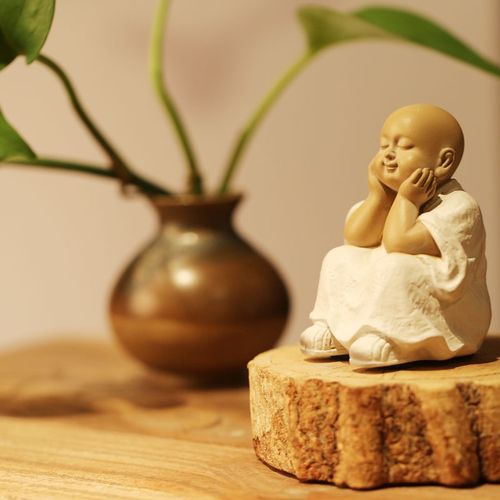禅意中式小套装桌面摆件可爱小和尚花瓶香座线香创意礼品纯真希望