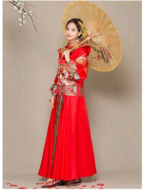 中式结婚敬酒服孕妇长袖高腰改良秀禾服新娘婚纱礼服唐装龙凤褂女