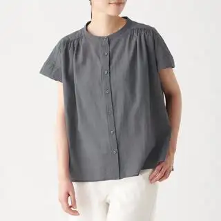 muji无印良品女士法国袖衬衫bca06a0s中灰色xss
