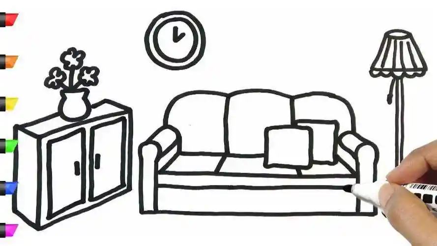 儿童简笔画,沙发客厅画画