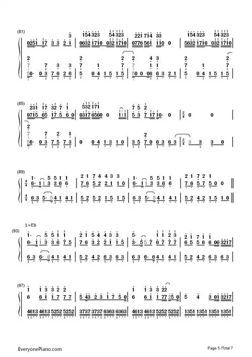 夕日坂-初音未来双手简谱预览5