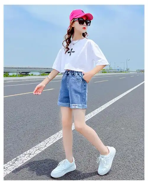 bitced女大童短裤5-14岁女童牛仔裤夏装9学生裤子时尚洋气13儿童韩版