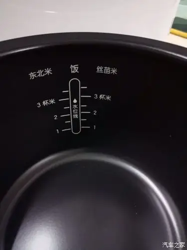 电饭煲内胆里面的刻度,水位,就相当于简单的说明书了.