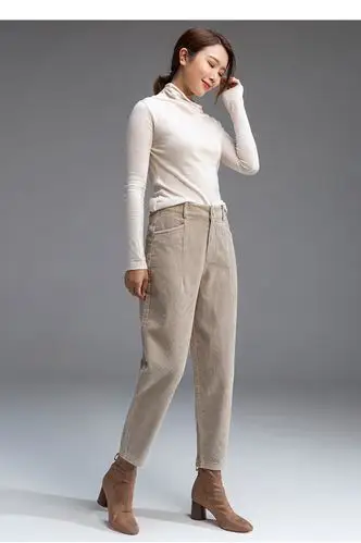 条绒裤子女2021新款冬哈伦裤秋冬休闲裤冬季灯芯绒女裤加绒萝卜裤