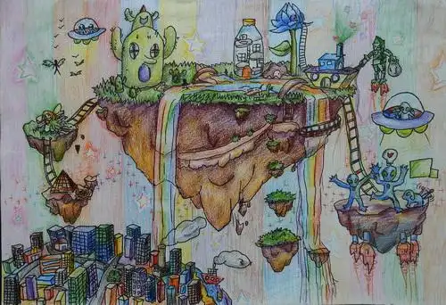 空中花园/少儿绘画作品/儿童画/网络美术馆_中国少儿美术教育网