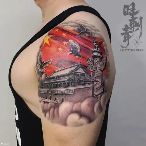 五星红旗迎风飘扬_纹身吧社区 - 纹身大咖