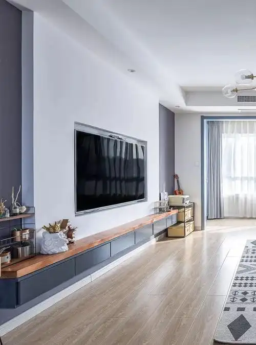 135平米现代北欧,好简洁的电视墙,美观大方!