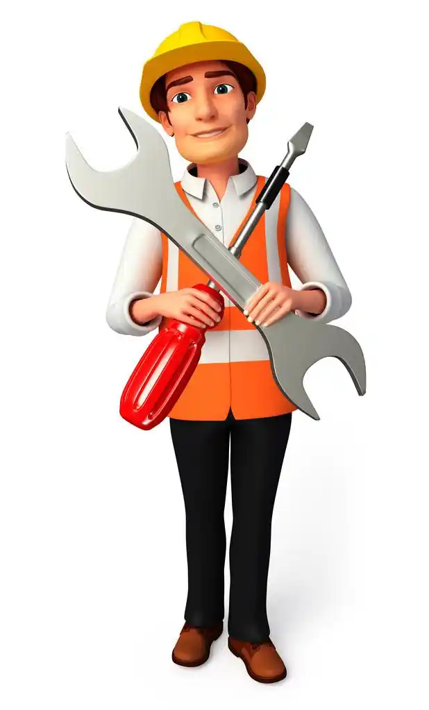 工人的插图,工人用螺丝刀和扳手的插图