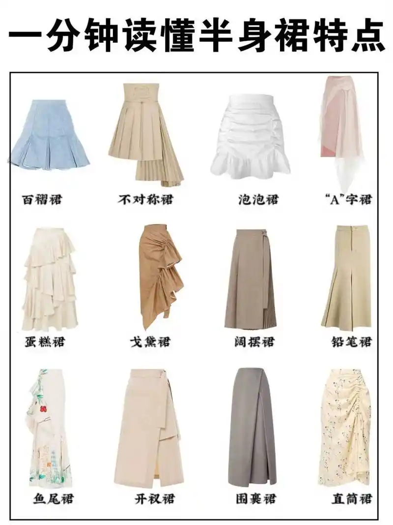 一分钟读懂半身裙特点类型 希望大家可以选择到自己喜欢又适合自己的