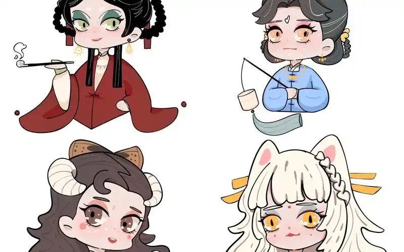 procreate画几个美少女十二生肖系列