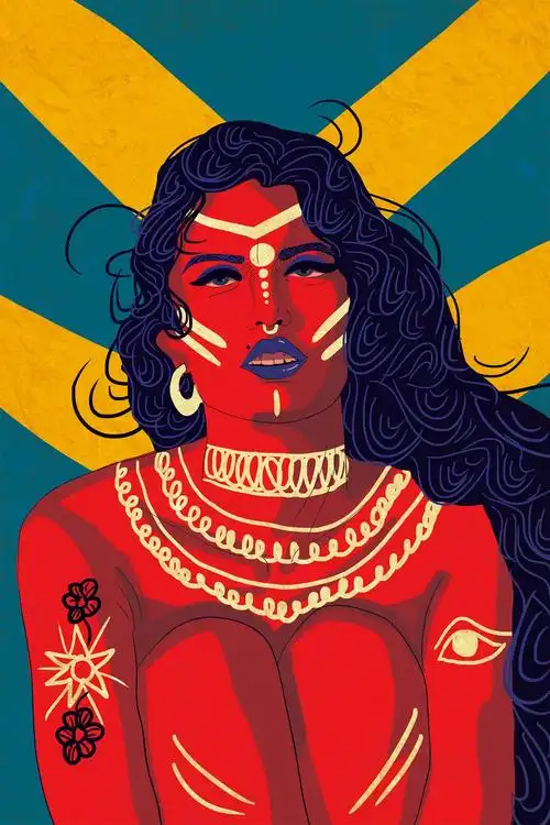 巴基斯坦艺术家amarasikander女性人物肖像插画