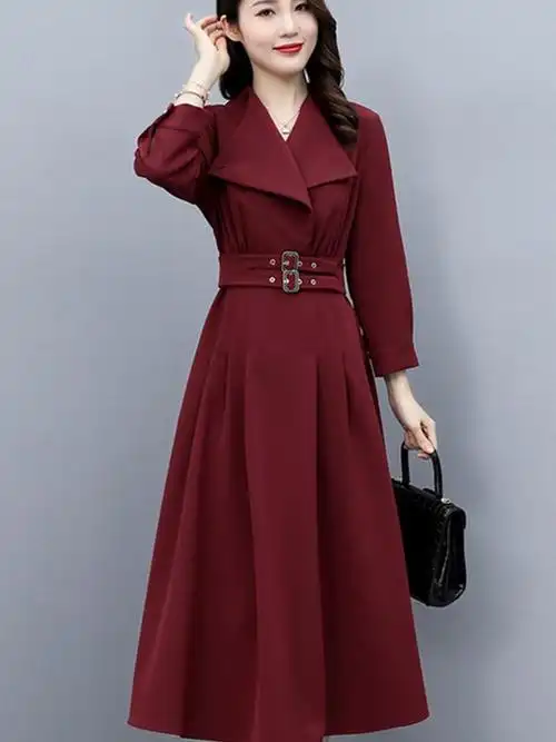 酒红色连衣裙婆婆妈妈参加婚礼服母亲结婚婚宴礼服年轻款洋气裙子