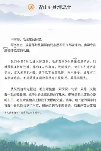 五年级下册第10课:《青山处处埋忠骨》