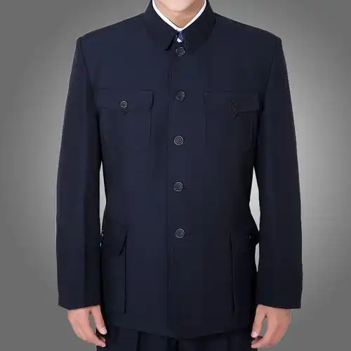 秋装中老年男士中山装 套装老年人翻领中山服父亲外套男装爸爸装