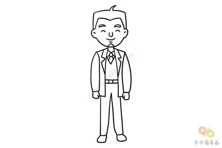 帅气的爸爸简笔画步骤图_爸爸简笔画