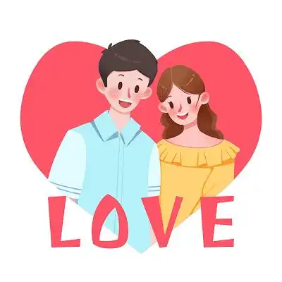 情人节情侣卡通人物男生女生恋爱浪漫爱情214浪漫情人节