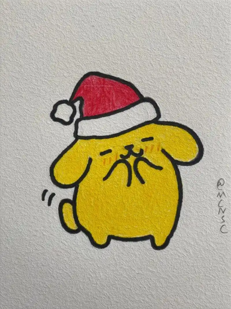 捉到一只圣诞小布丁/简笔画教程 今天又来分享布丁狗教程啦 	 超级好