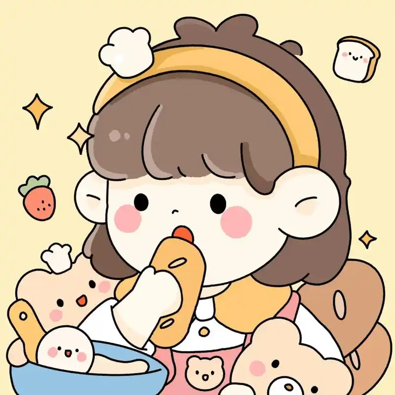 0来啦|女生可爱姐妹头像 做人嘛～开心一点最重要啦 吃东西绝对是提高