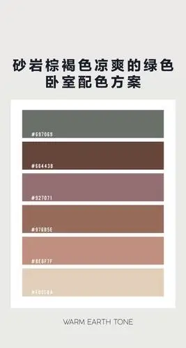 砂岩棕褐色凉爽的绿色 卧室配色方案