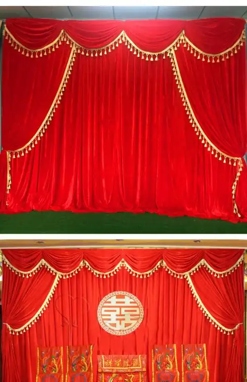 舞台幕布金丝绒布背景红色幕布窗帘幼儿园演出幕布舞台背景布定制 缝