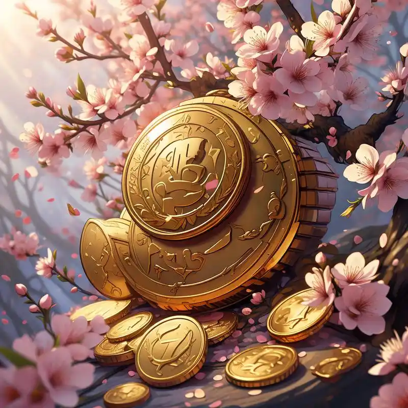 招财招桃花运头像9298,金币桃花相映成趣!