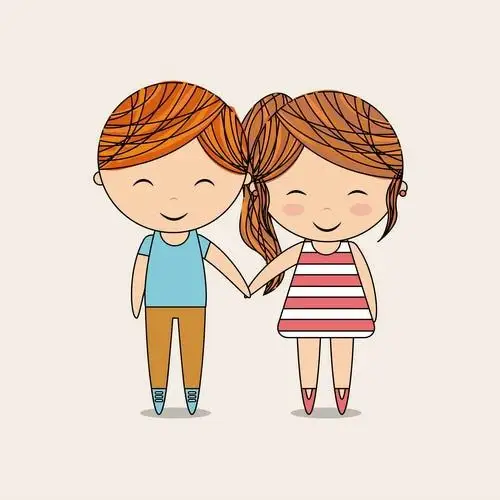 矢量卡通男女情侣元素