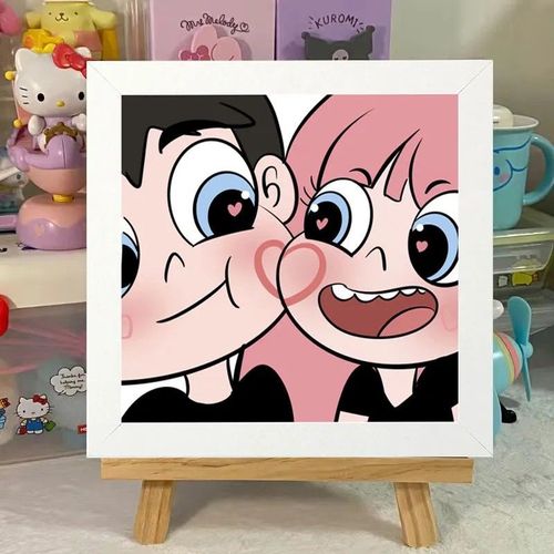 钻石画diy手工贴钻治愈简约情侣头像卡通人物星蝶公主带框装饰画