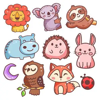 卡通风可爱动物世界爬行动物海洋动物插画元素png