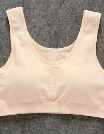 棉质少女文胸 发育期中学生胸衣小背心式女孩内衣无钢圈夏季薄款 肤色