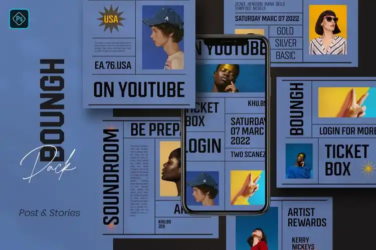 高端品牌推广新媒体电视海报psd模板素材 boungh – social media