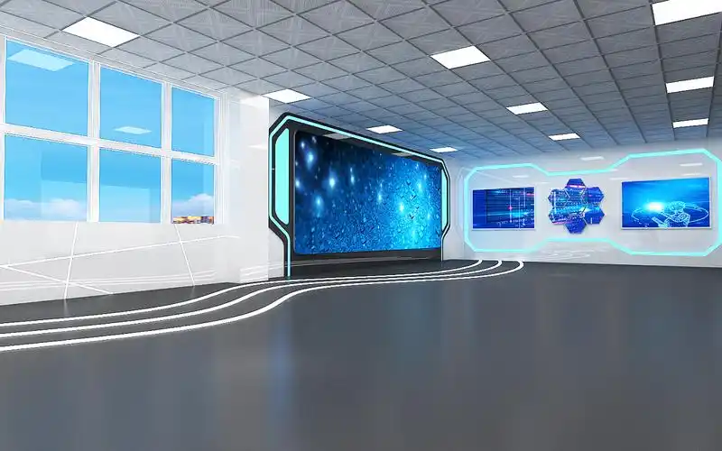 科技馆白蓝系3d效果图