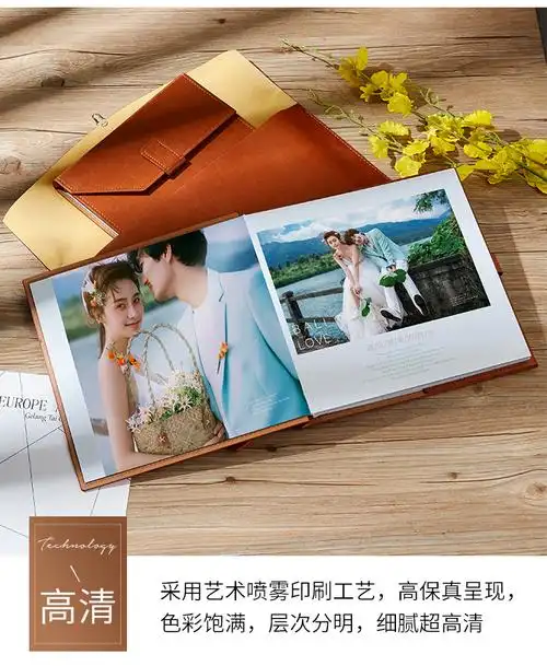 皮质相册定制照片书高端影楼婚纱照结婚个人写真儿童成长相册制作 12