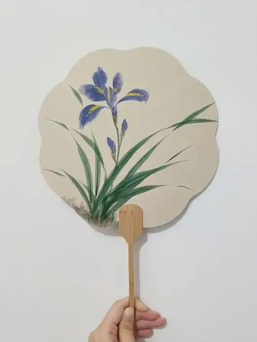 手绘  #手绘团扇  #团扇  #鸢尾  #扇子