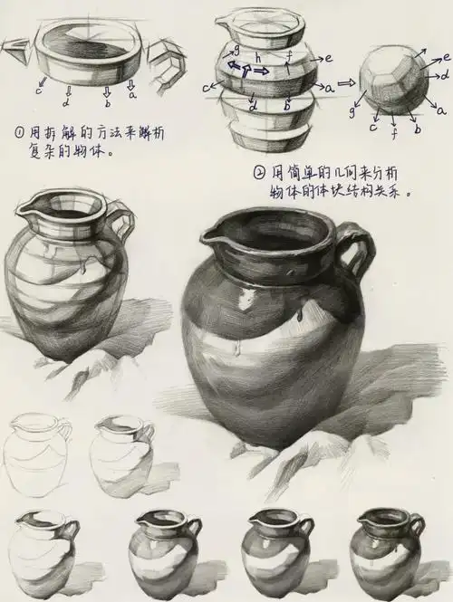倒水的罐子素描画法 分解教程